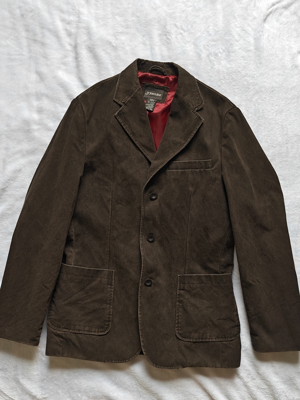St. John's Bay Men's Brown Blazer Jacket Button Notch Collar Lined Size S